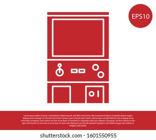 Red Retro arcade game machine icon isolated on white background.  Vector Illustration