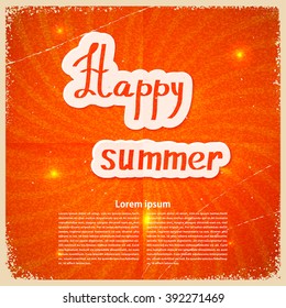 Red retro background with rays. Vector illustration