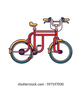 red retro bicycle vector line illustration