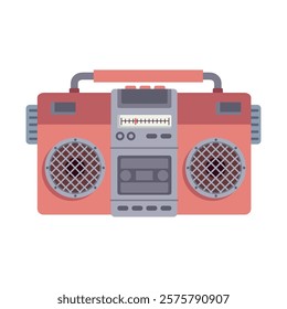 Red retro boombox with speakers