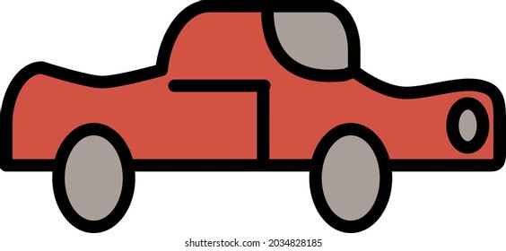 Rotes Retro-Auto, Illustration, Vektorgrafik, auf weißem Hintergrund.