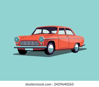 ilustración vectorial de coche retro rojo