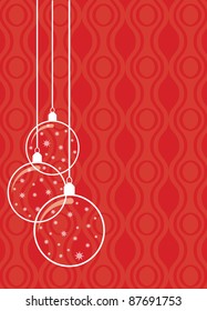 red retro christmas pattern with glass decorations