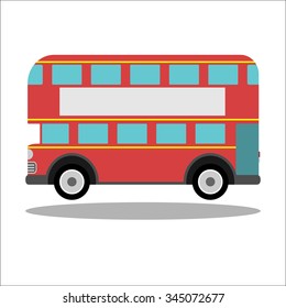 Red retro city double decker bus on a white background - isolated vector illustration