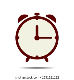 red retro clock on a white background with shadow