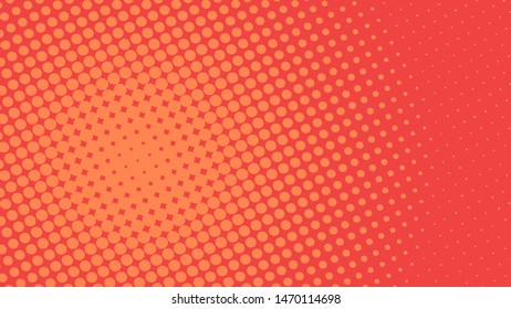 Red retro comic pop art background with haftone dots design. Vector clear template for banner or comic book design, etc