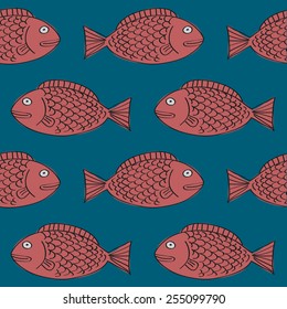 Red Retro Fish Pattern