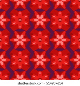 Red retro geometric floral background. Can be used in cover book design, website, cloth