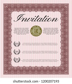 Red Retro invitation. Artistry design. With background. Customizable, Easy to edit and change colors. 