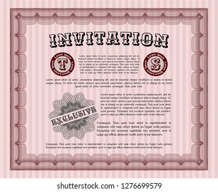 Red Retro invitation. With background. Customizable, Easy to edit and change colors. Money style design. 