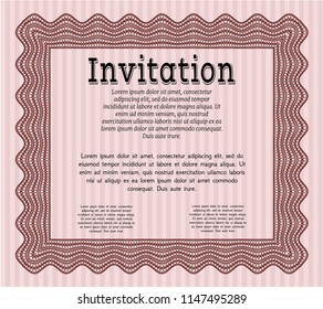 Red Retro invitation. With background. Detailed. Money style design. 