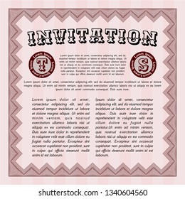 Red Retro invitation. With background. Good design. Vector illustration. 