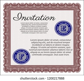 Red Retro invitation. With background. Modern design. Vector illustration. 