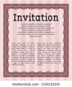 Red Retro invitation. With background. Vector illustration. Lovely design. 