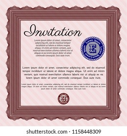 Red Retro invitation. With background. Vector illustration. Superior design. 