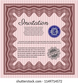 Red Retro invitation. With complex background. Retro design. Vector illustration. 