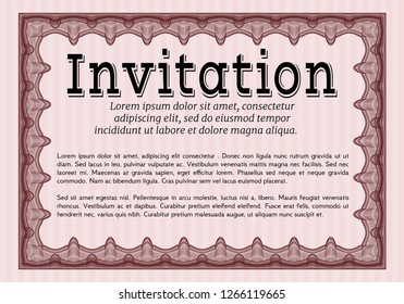 Red Retro invitation. Complex background. Retro design. Customizable, Easy to edit and change colors. 