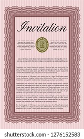 Red Retro invitation. With complex background. Detailed. Modern design. 