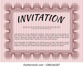 Red Retro invitation. Complex background. Detailed. Excellent design. 