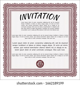 Red Retro invitation. Complex background. Money Pattern design. Customizable, Easy to edit and change colors. 