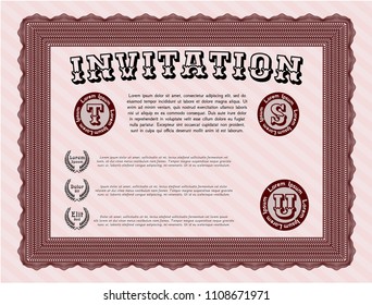 Red Retro invitation. Customizable, Easy to edit and change colors. With background. Excellent design. 