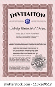 Red Retro invitation. Customizable, Easy to edit and change colors. With quality background. Nice design. 