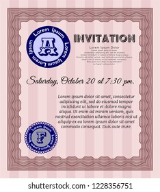 Red Retro invitation. Customizable, Easy to edit and change colors. Complex background. Nice design. 