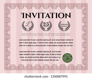 Red Retro invitation. Customizable, Easy to edit and change colors. Printer friendly. Modern design. 