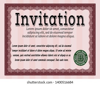 Red Retro invitation. Customizable, Easy to edit and change colors. With background. Excellent design. 