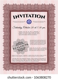 Red Retro invitation. Retro design. With complex background. Vector illustration. 