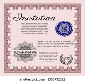 Red Retro invitation. Retro design. Complex background. Customizable, Easy to edit and change colors. 