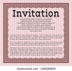 Red Retro invitation. Retro design. Complex background. Customizable, Easy to edit and change colors. 