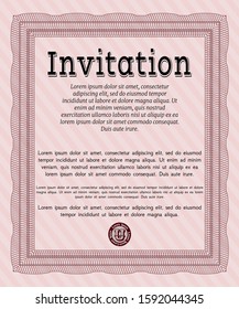 Red Retro invitation. Detailed. With linear background. Perfect design. 