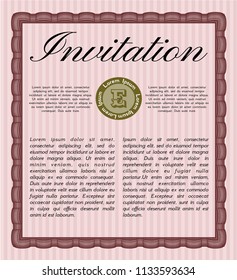 Red Retro invitation. Easy to print. Vector illustration. Cordial design. 