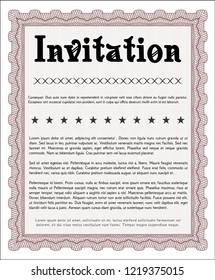 Red Retro invitation. Easy to print. Modern design. Vector illustration. 