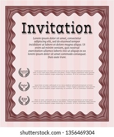 Red Retro invitation. Easy to print. Elegant design. Customizable, Easy to edit and change colors. 