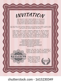 Red Retro invitation. Easy to print. Detailed. Superior design. 