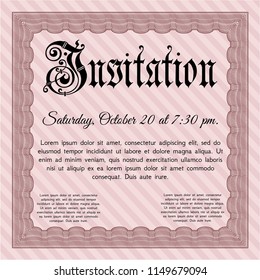 Red Retro invitation. Elegant design. With complex background. Detailed. 