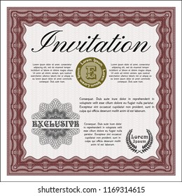 Red Retro invitation. Elegant design. With complex background. Customizable, Easy to edit and change colors. 