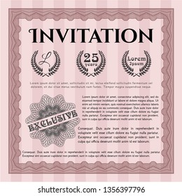 Red Retro invitation. Elegant design. With complex linear background. Customizable, Easy to edit and change colors. 