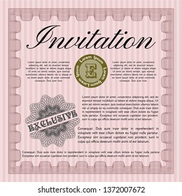 Red Retro invitation. Elegant design. With guilloche pattern. Detailed. 
