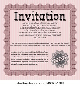 Red Retro invitation. Elegant design. With complex background. Customizable, Easy to edit and change colors. 
