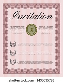 Red Retro invitation. Elegant design. Complex background. Detailed. 