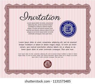 Red Retro invitation. Excellent design. Customizable, Easy to edit and change colors. With background. 