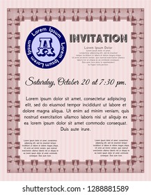Red Retro invitation. Good design. With background. Customizable, Easy to edit and change colors. 