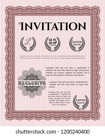 Red Retro invitation. With great quality guilloche pattern. Customizable, Easy to edit and change colors. Money style design. 