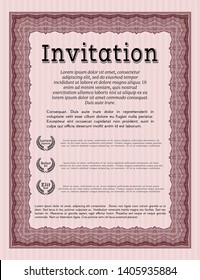 Red Retro invitation. With guilloche pattern. Customizable, Easy to edit and change colors. Lovely design. 