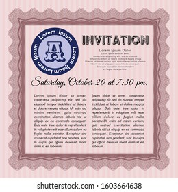 Red Retro invitation. With guilloche pattern and background. Elegant design. Vector illustration. 