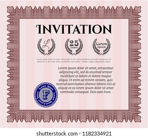 Red Retro invitation. With linear background. Excellent design. Customizable, Easy to edit and change colors. 