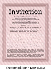 Red Retro invitation. With linear background. Beauty design. Customizable, Easy to edit and change colors. 